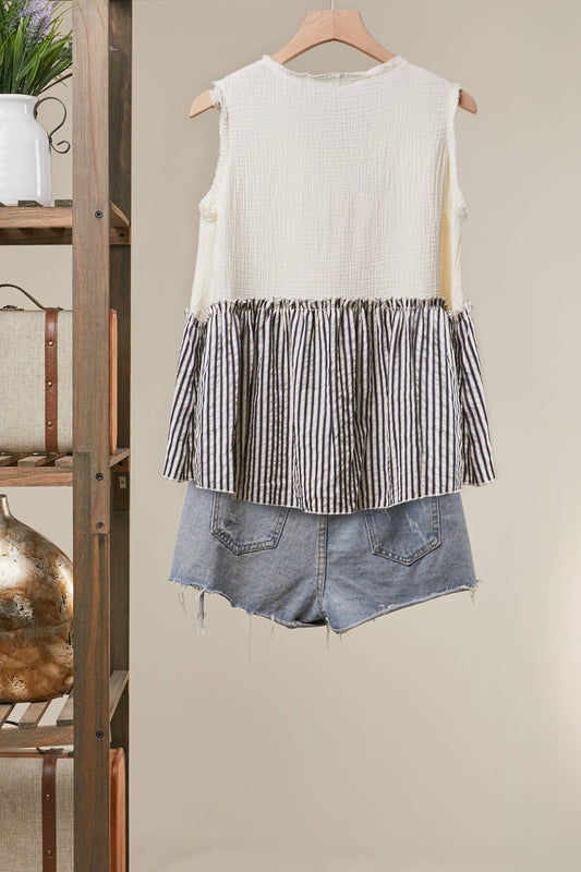 Harbor Stripe Peplum Top