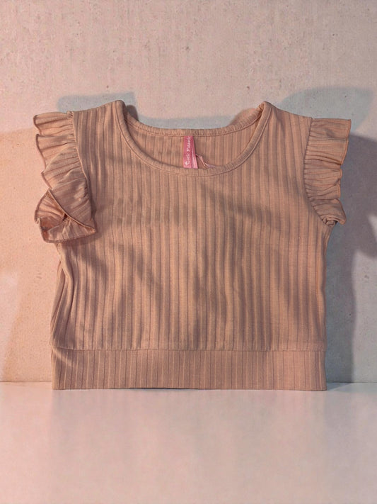 Girls Soft Rose Ribbed Set