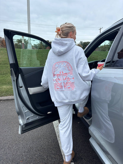 Pearl Grey Tropical Palms Hoodie