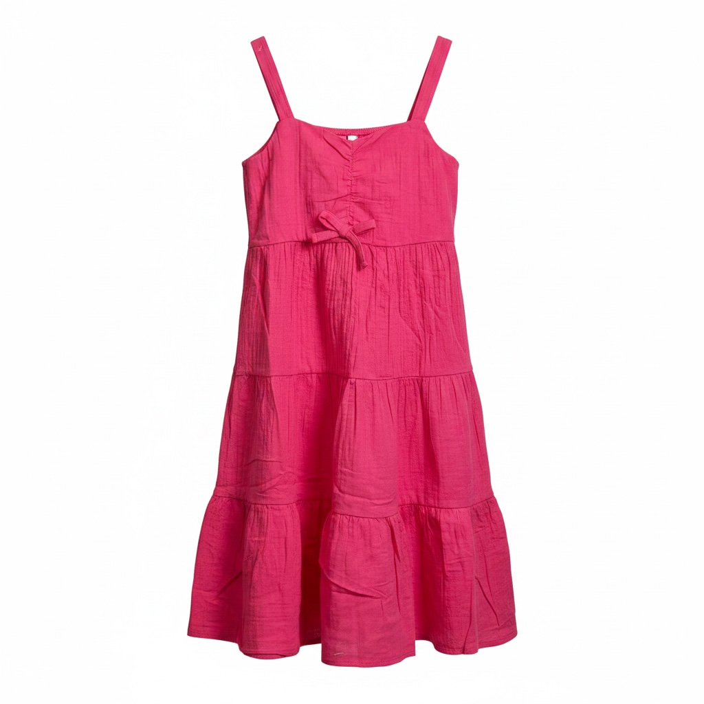Girls Raspberry Tiered Sundress
