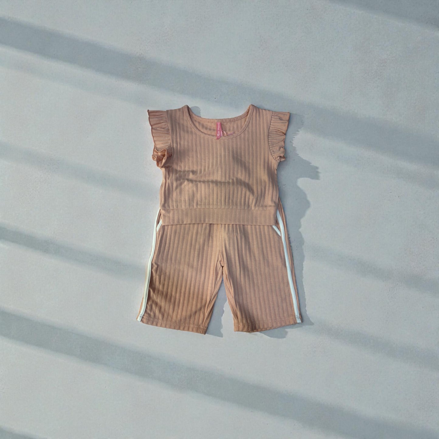 Girls Soft Rose Ribbed Set