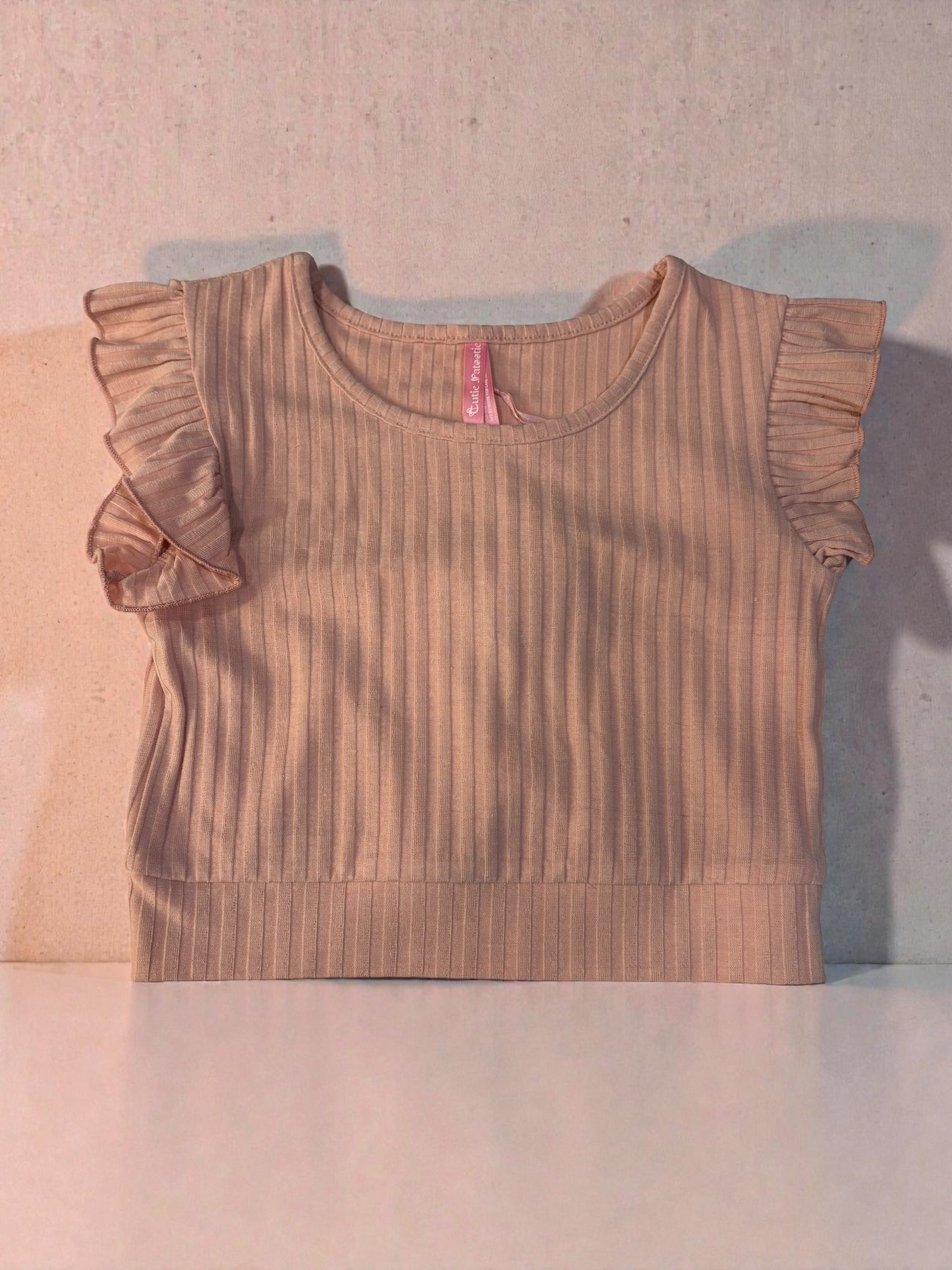 Girls Soft Rose Ribbed Set