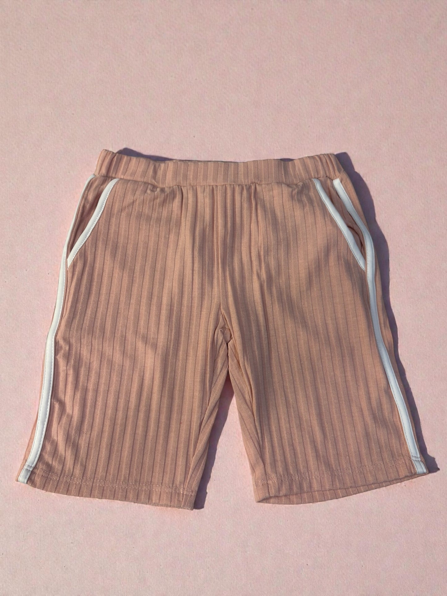 Girls Soft Rose Ribbed Set