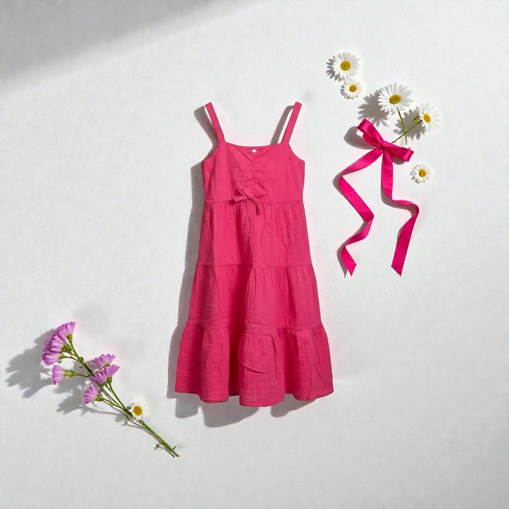 Girls Raspberry Tiered Sundress