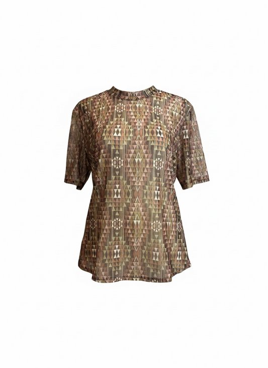 Desert Mosaic Mesh Top