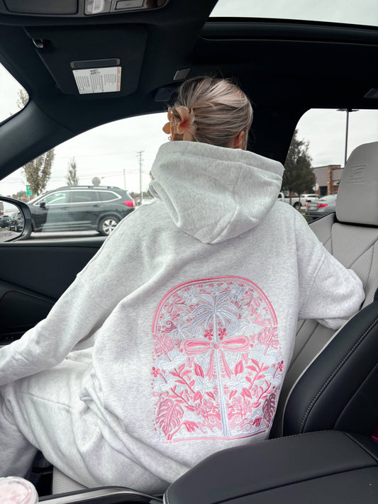 Pearl Grey Tropical Palms Hoodie