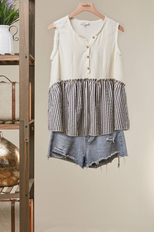 Harbor Stripe Peplum Top