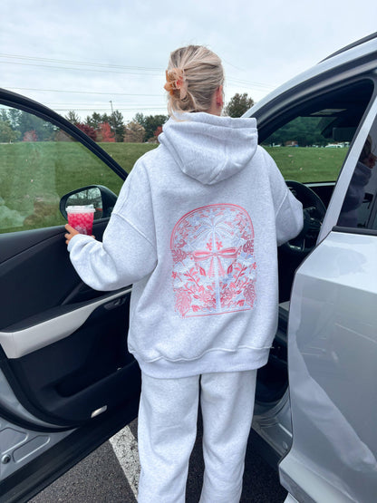 Pearl Grey Tropical Palms Hoodie